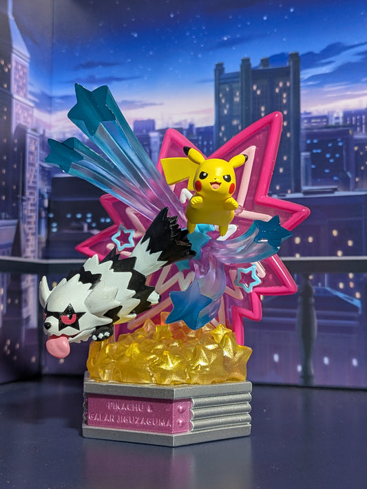 Re-Ment Pokémon - Pikachu & Zigzaton de Galar / Galarian Zigzagoon - Neon Party