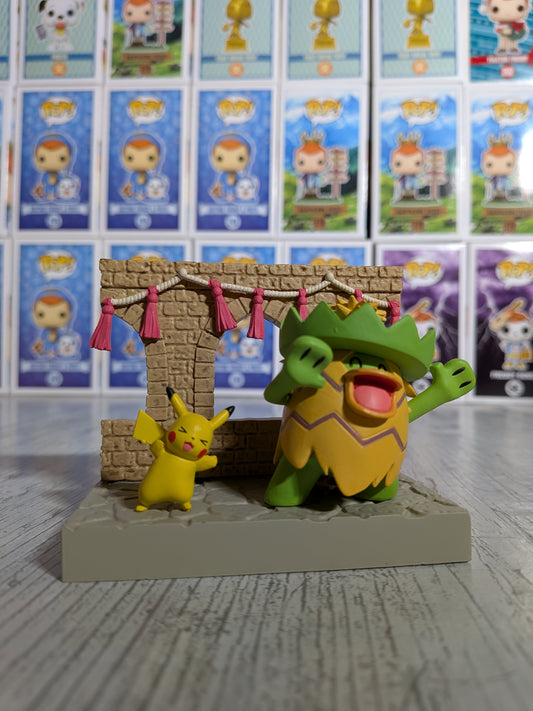 Re-Ment Pokémon Town 2 Festival Street Corner - Pikachu & Ludicolo (~10cm)