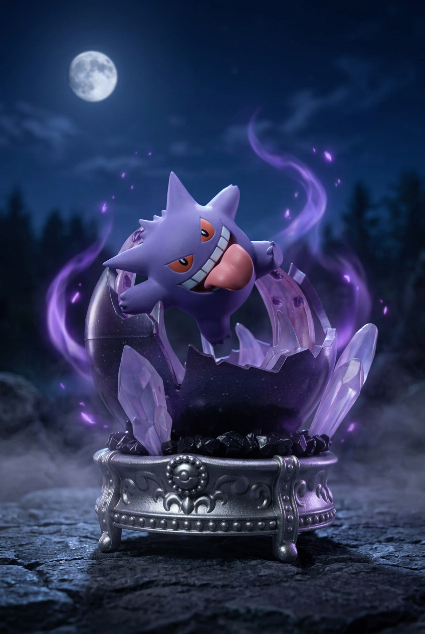 Ectoplasma en extérieur sous la lune avec une aura violette
