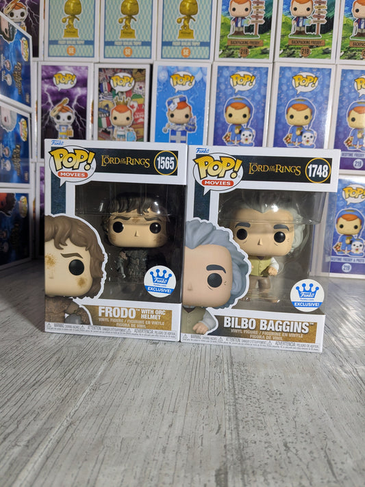 Funko pop The Lord of the Rings - Frodo with Orc Helmet & Bilbo Baggins