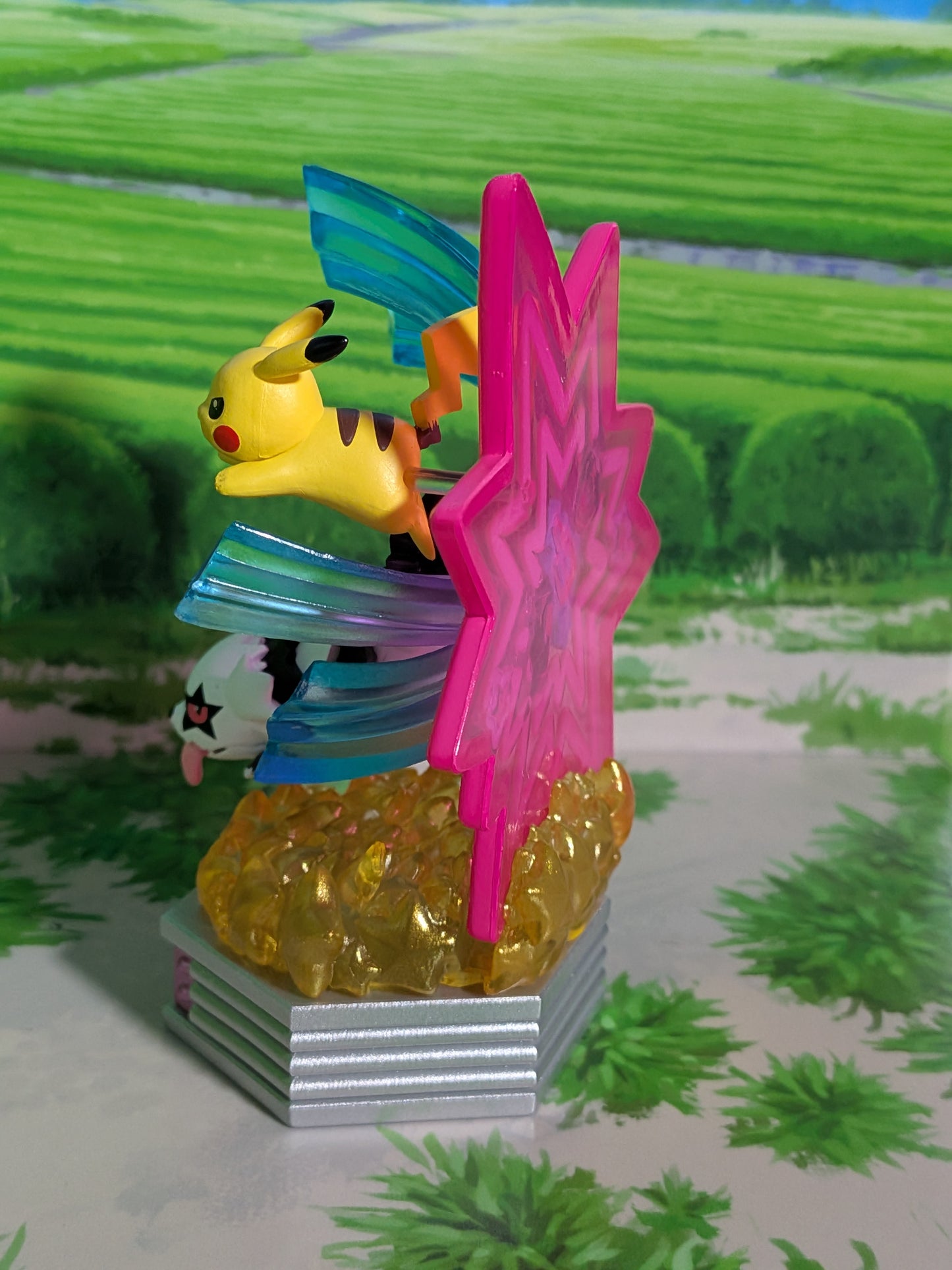 Re-Ment Pokémon - Pikachu & Zigzaton de Galar / Galarian Zigzagoon - Neon Party