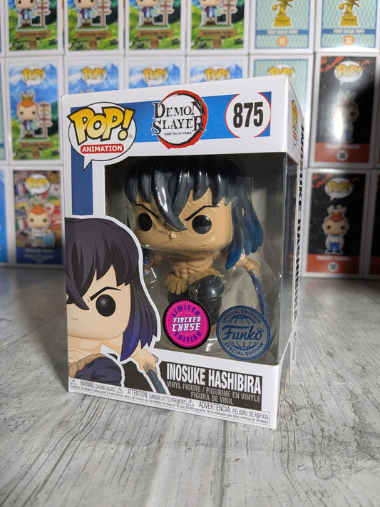 Funko pop 875 : Inosuke Hashibira (Flocked Chase/Damaged Box)