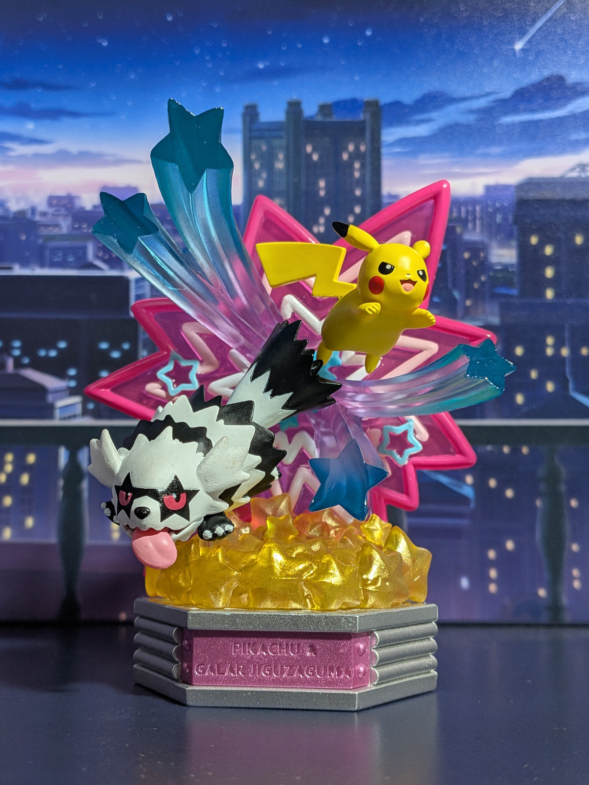 Re-Ment Pokémon - Pikachu & Zigzaton de Galar / Galarian Zigzagoon - Neon Party