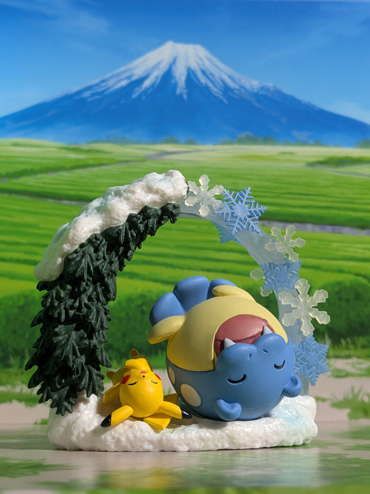Re-Ment Pokémon - Pikachu & Obalie / Spheal - Circular Diorama