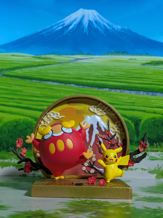 Re-Ment Pokémon - Pikachu & Darumaka / Darumarond - Japanese Style Window