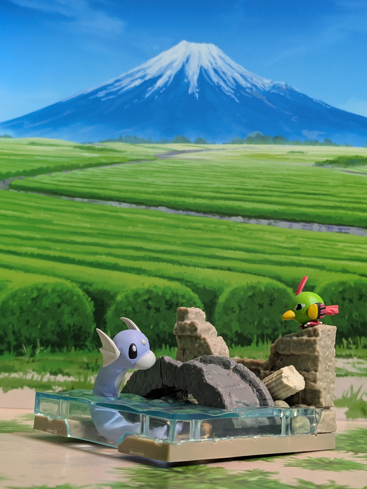 Re-Ment Pokémon: Diorama Collection - Ancient Castle Ruins - Minidraco & Natu | Dratini & Natu | Miniryu & Neiti (~10cm)