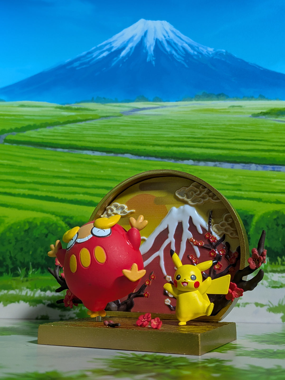 Re-Ment Pokémon - Pikachu & Darumaka / Darumarond - Japanese Style Window