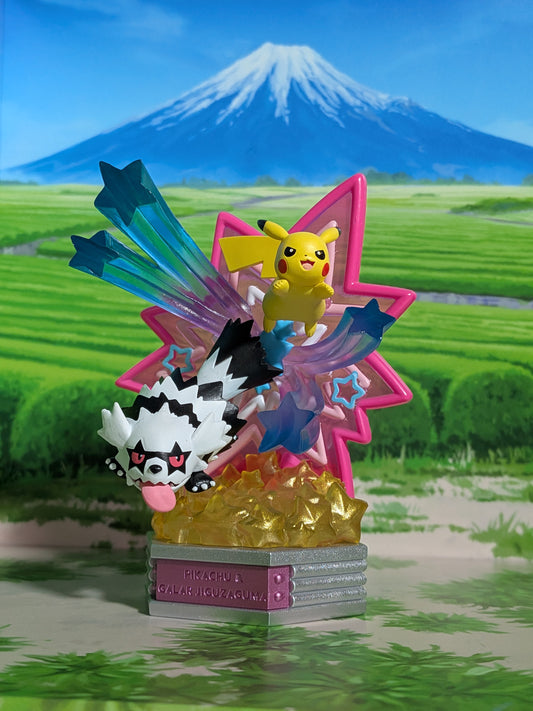 Re-Ment Pokémon - Pikachu & Zigzaton de Galar / Galarian Zigzagoon - Neon Party
