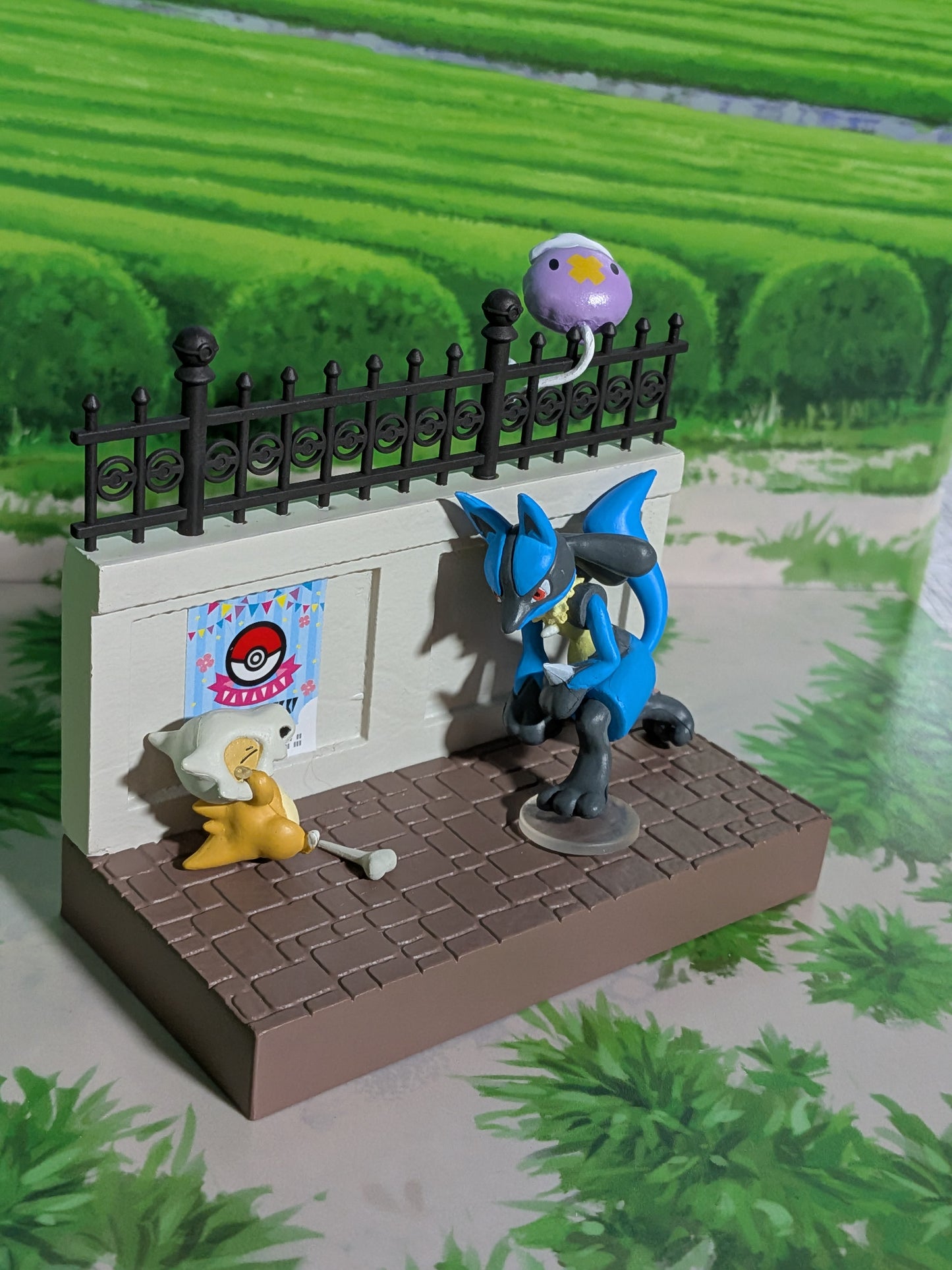 Re-Ment Pokémon Town 2 Festival Street Corner - Lucario & Osselait (~10cm)