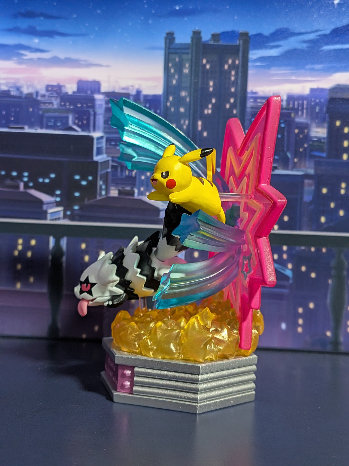 Re-Ment Pokémon - Pikachu & Zigzaton de Galar / Galarian Zigzagoon - Neon Party