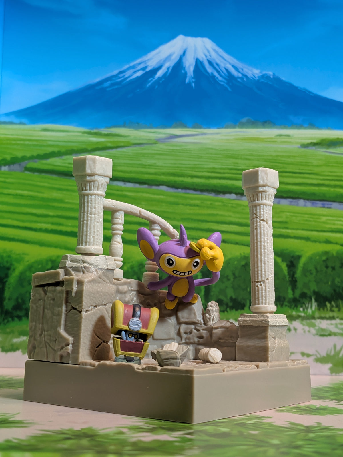Re-Ment Pokémon: Diorama Collection - Antike Burgruinen - Capumain & Mordudor | Aipom & Gimmighoul | Eipam & Gimmiguru (~10cm)