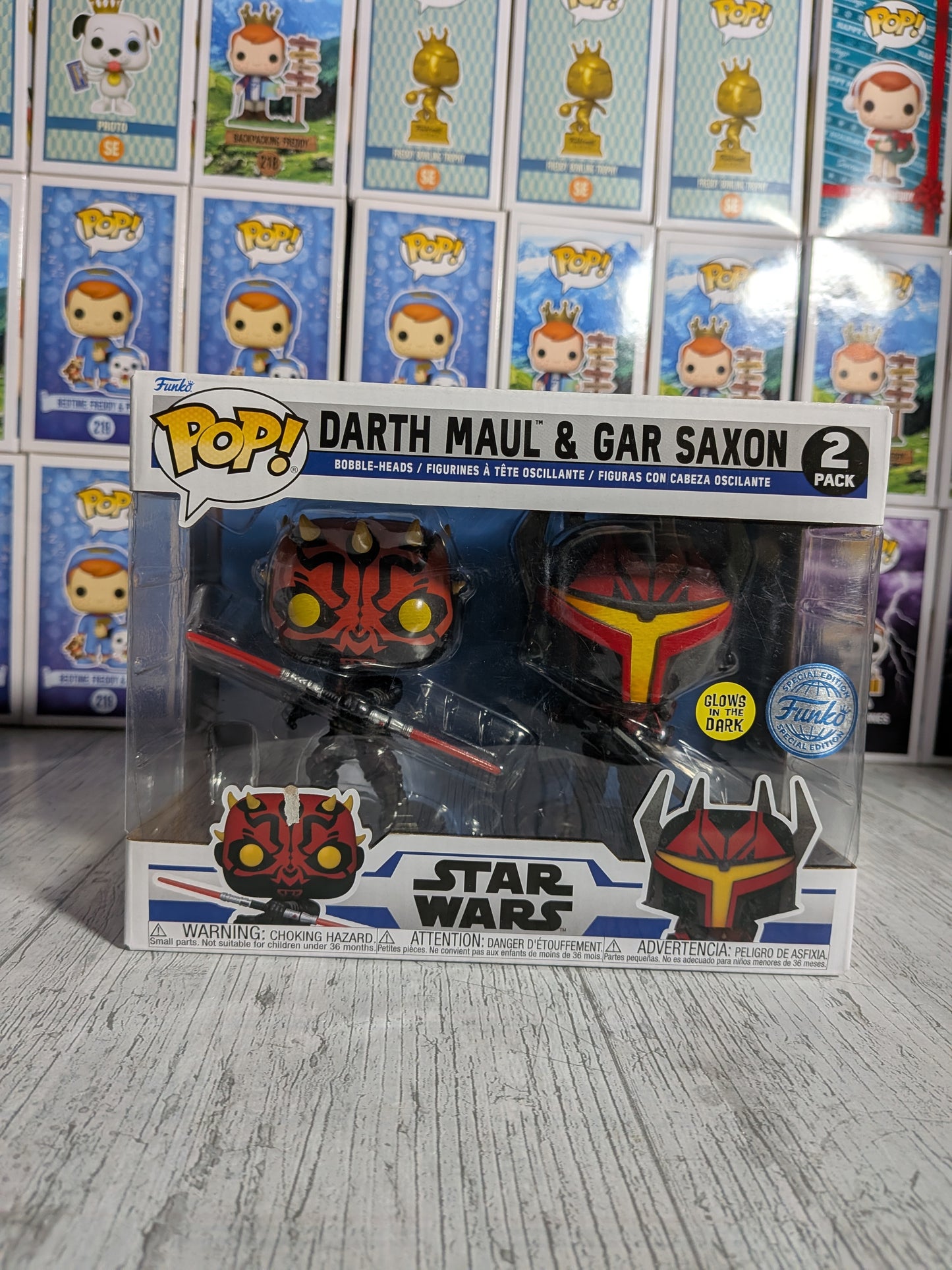 Funko Pop Star Wars - Darth Maul &amp; Gar Saxon (Leuchtend/Beschädigte Verpackung/Geöffnet)
