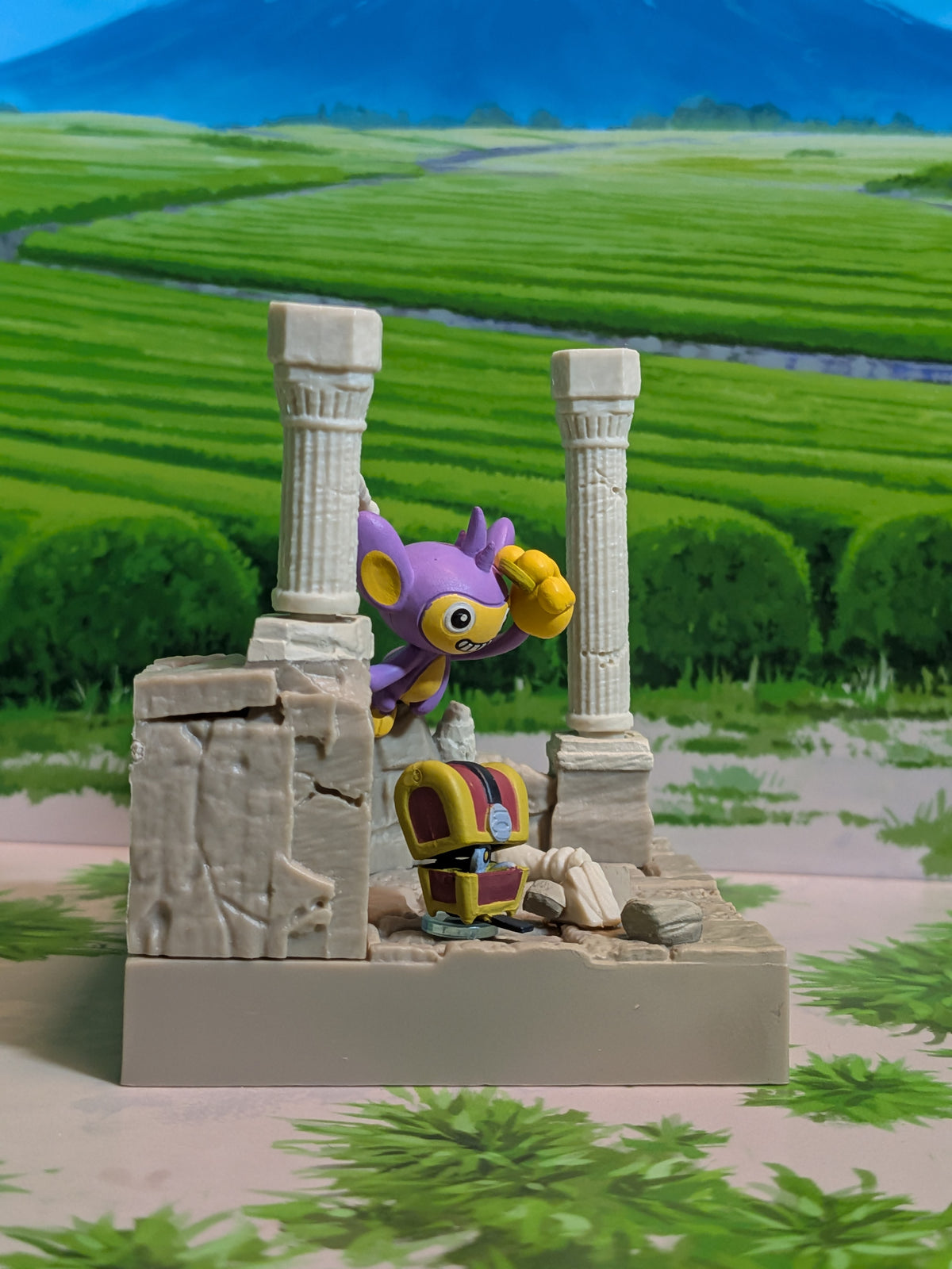 Re-Ment Pokémon: Diorama Collection - Antike Burgruinen - Capumain & Mordudor | Aipom & Gimmighoul | Eipam & Gimmiguru (~10cm)
