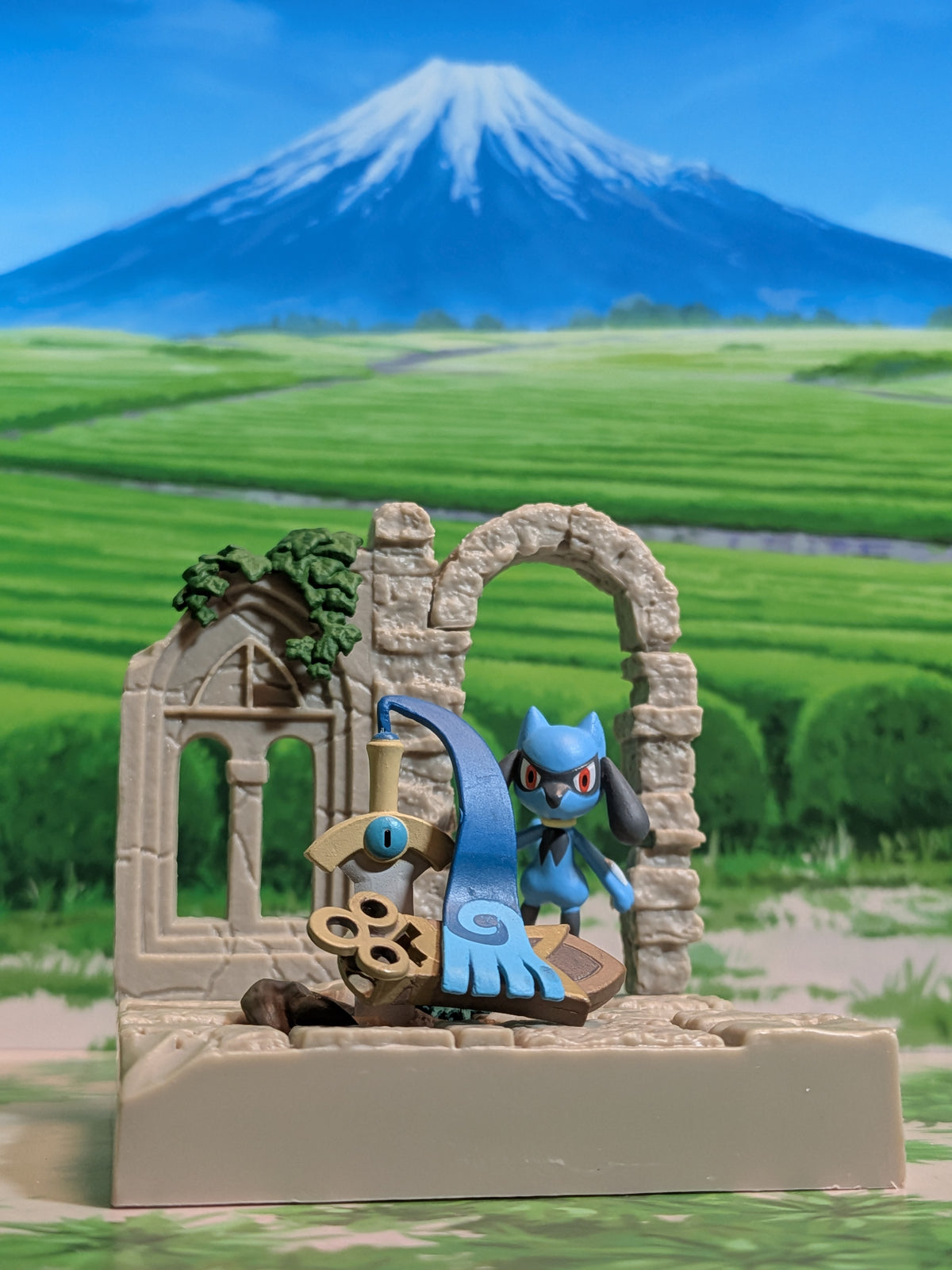 Re-Ment Pokémon: Diorama Collection - Ancient Castle Ruins - Riolu & Monorpale | Riolu & Honedge | Riolu & Hitotsuki (~10cm)