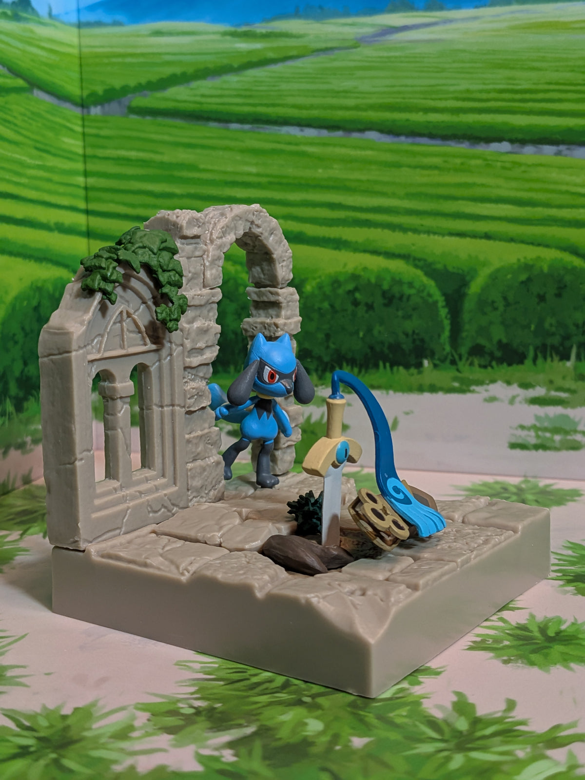 Re-Ment Pokémon: Diorama Collection - Ancient Castle Ruins - Riolu & Monorpale | Riolu & Honedge | Riolu & Hitotsuki (~10cm)