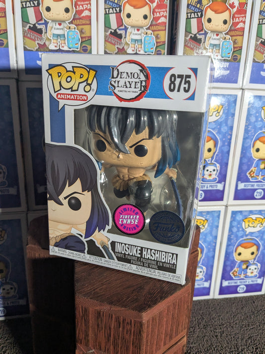 Funko pop 875 : Inosuke Hashibira (Flocked Chase/Damaged Box)